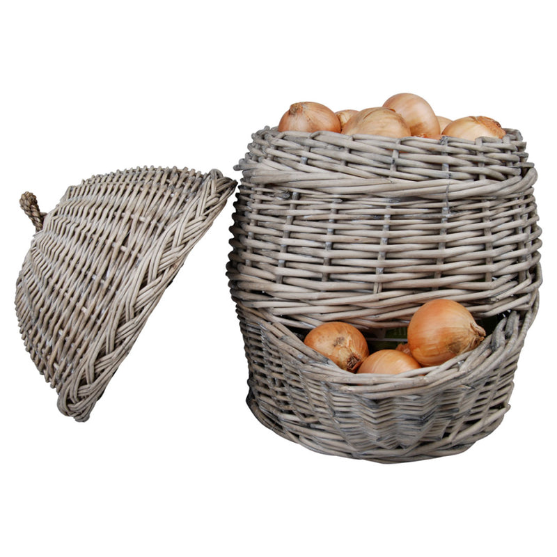 Cesta gris para cebolla u otro
